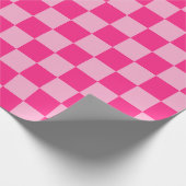 Roze checkboard cadeaupapier (Hoek)