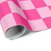 Roze checkboard cadeaupapier (Rol Hoek)