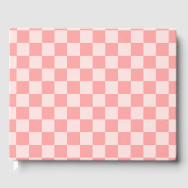 Roze checkboard gastenboek