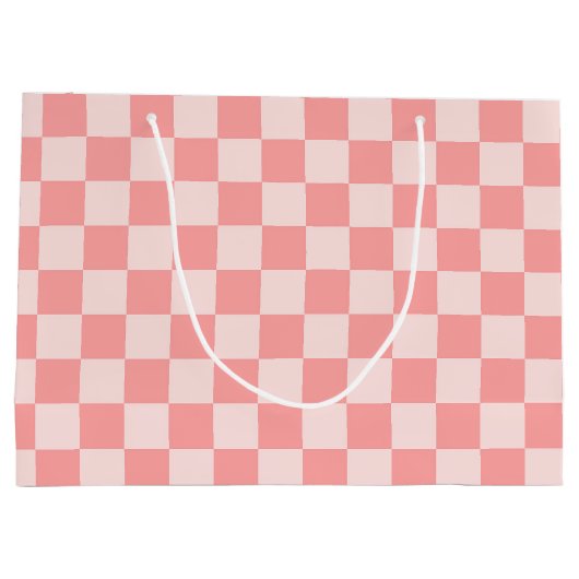 Roze checkboard groot cadeauzakje (Achterkant)