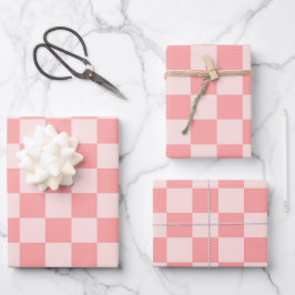 Roze checkboard inpakpapier vel