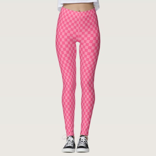 Roze checkboard leggings (Voorkant)