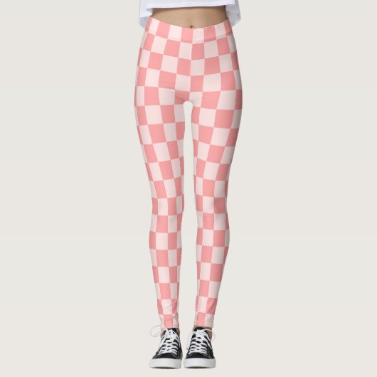 Roze checkboard leggings (Voorkant)