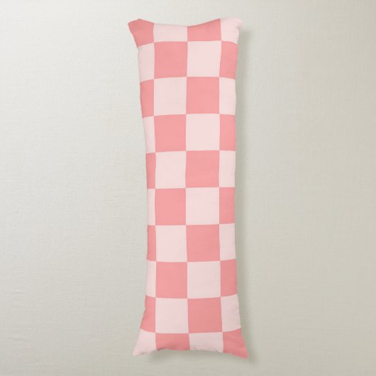 Roze checkboard lichaamskussen (Voorkant Verticaal)