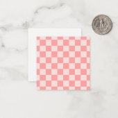 Roze checkboard notitiekaartje (Voorkant / Achterkant in situ)