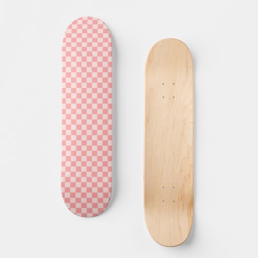 Roze checkboard persoonlijk skateboard (Voorkant)