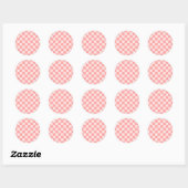 Roze checkboard ronde sticker (Vel)
