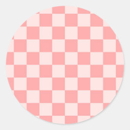 Roze checkboard ronde sticker