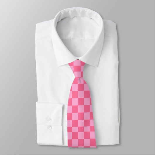 Roze checkboard stropdas (Gebonden)