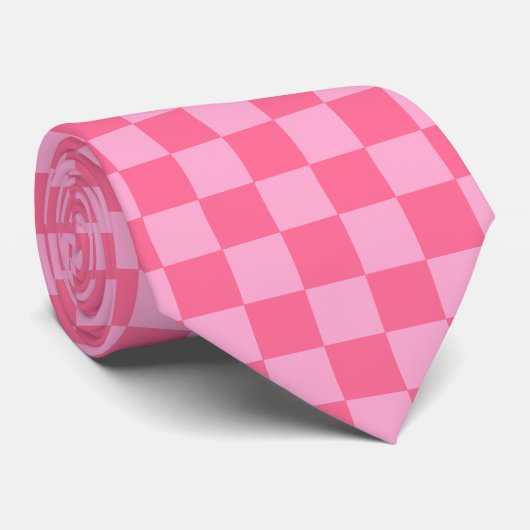 Roze checkboard stropdas (Opgerold)