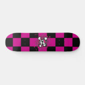 Roze Checker Girly Skull Skateboard (Horizontaal)