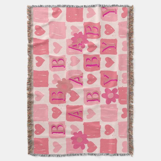 Roze checker ontwerp Gooi Deken (Voorkant Verticaal)