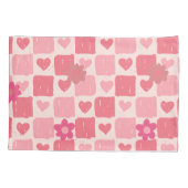 Roze checker ontwerp kussensloop (Achterkant)