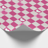 Roze Checkers & Harten Cadeaupapier (Hoek)