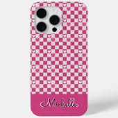 Roze Checkers & Harten Case-Mate iPhone Case (Achterkant)