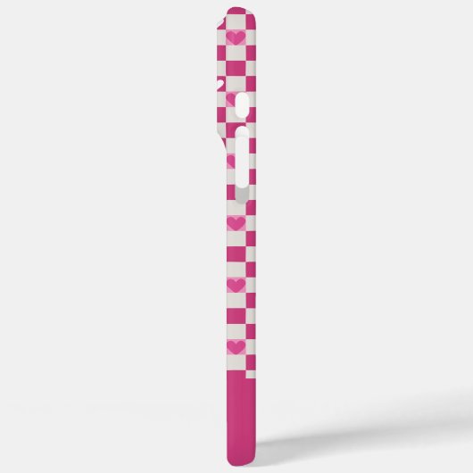 Roze Checkers & Harten Case-Mate iPhone Case (Achterkant / Links)