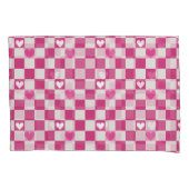 Roze Checkers & Harten Kussensloop (Voorkant)