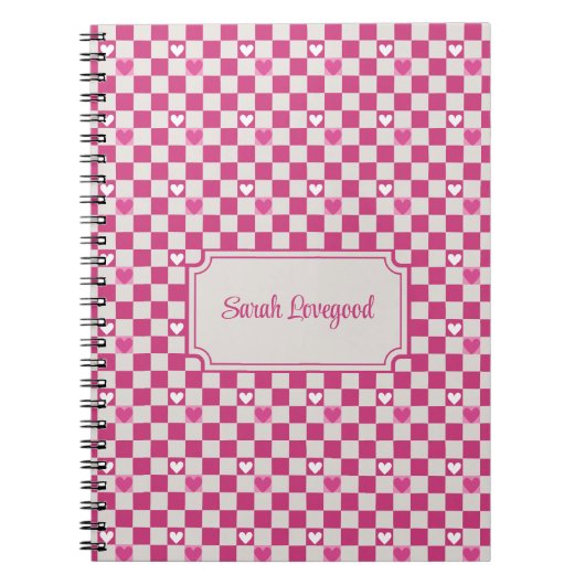 Roze Checkers & Harten Notitieboek (Voorkant)