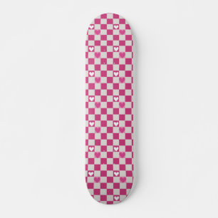 Roze Checkers & Harten Persoonlijk Skateboard