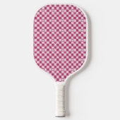 Roze Checkers & Harten Pickleball Paddle (Voorkant)