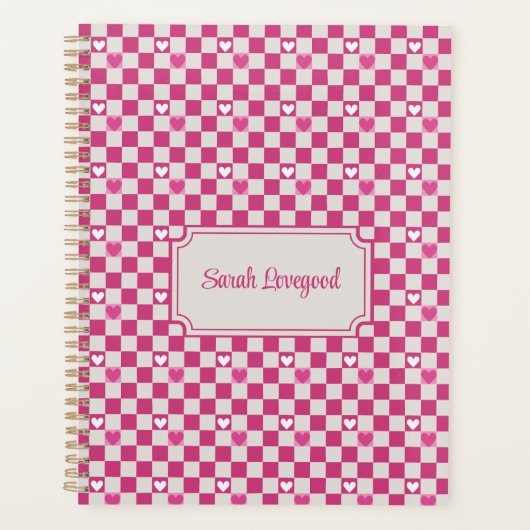 Roze Checkers & Harten Planner (Voorkant)
