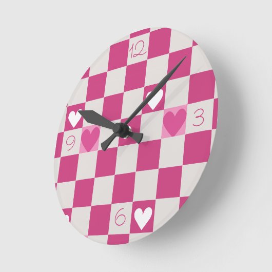 Roze Checkers & Harten Ronde Klok (Hoek)