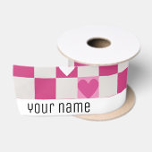 Roze Checkers & Harten Satijnen Lint (Spoel)