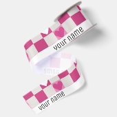 Roze Checkers & Harten Satijnen Lint (Achterkant)