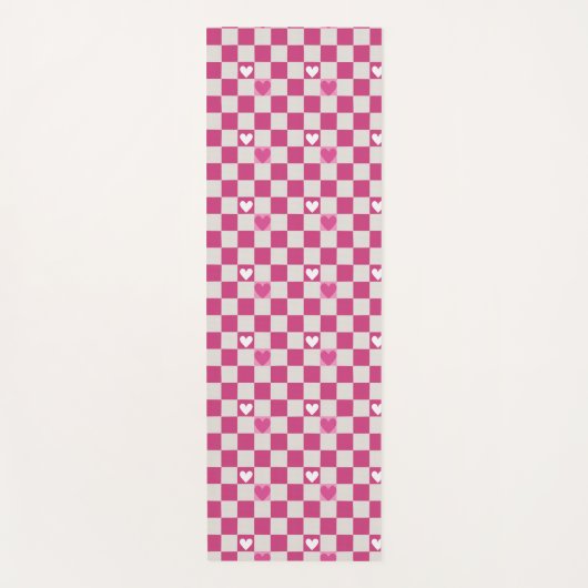 Roze Checkers & Harten Yogamat (Voorkant)