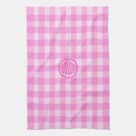 Roze Checkers met Zee Shell- Theedoek