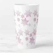 Roze Cheek Snowflakes Latte Mok (Voorkant)