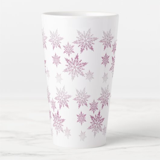 Roze Cheek Snowflakes Latte Mok (Voorkant)