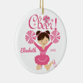 Roze Cheer Donker Haar Cheerleader Ornament (Rechts)