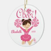 Roze Cheer Donker Haar Cheerleader Ornament (Links)