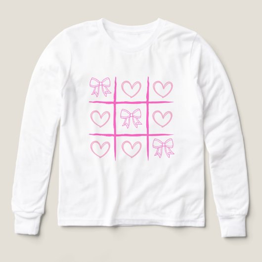 Roze Cheer Tic-Tac-Toe Valentijnsdag Shirt (Voorkant)