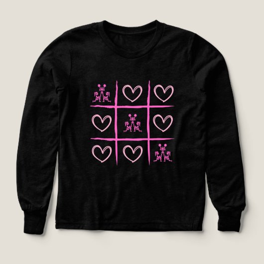 Roze Cheer Tic-Tac-Toe Valentijnsdag Shirt (Voorkant)