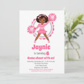 Roze Cheerleader - African American Birthday Kaart (Staand voorkant)
