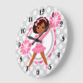 Roze Cheerleader African American - Cute Cheer Grote Klok (Hoek)
