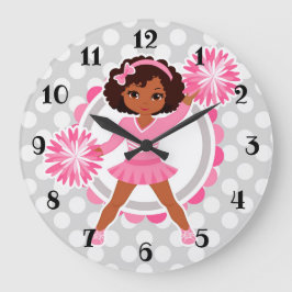 Roze Cheerleader African American - Cute Cheer Grote Klok