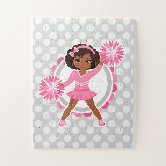 Roze Cheerleader African American - Cute Cheer Legpuzzel (Verticaal)