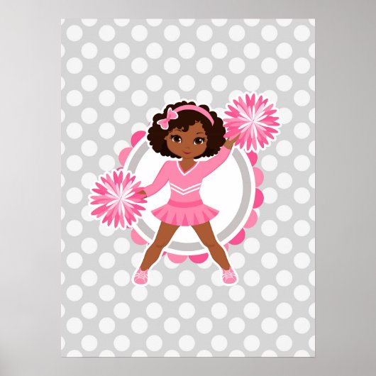 Roze Cheerleader African American - Cute Cheer Poster (Voorkant)