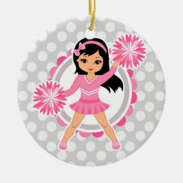 Roze Cheerleader Black Hair - Cute Cheer Keramisch Ornament