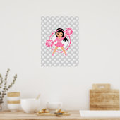 Roze Cheerleader Black Hair - Cute Cheer Poster (Keuken)