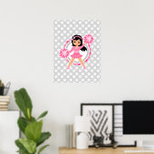 Roze Cheerleader Black Hair - Cute Cheer Poster (Thuiskantoor)