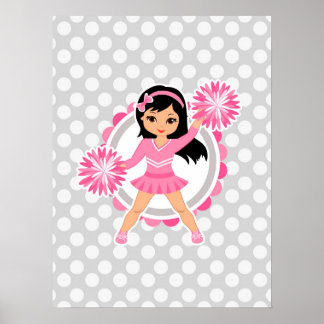 Roze Cheerleader Black Hair - Cute Cheer Poster