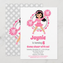 Roze Cheerleader Black Hair Girls Cheer Birthday