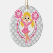 Roze Cheerleader Blonde - Cute Cheer Keramisch Ornament (Rechts)