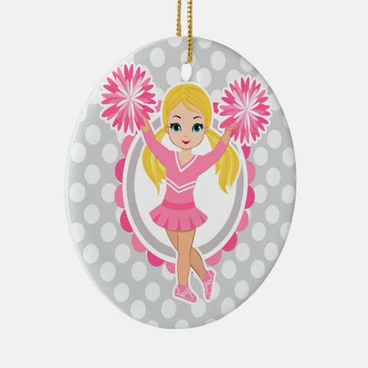 Roze Cheerleader Blonde - Cute Cheer Keramisch Ornament (Rechts)
