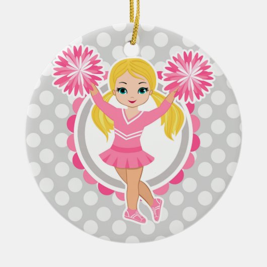 Roze Cheerleader Blonde - Cute Cheer Keramisch Ornament (Voorkant)