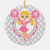 Roze Cheerleader Blonde - Cute Cheer Keramisch Ornament (Achterkant)